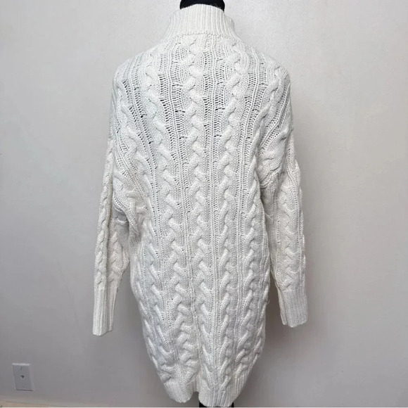 Dreamers Womens S/M Mock Neck Cable Knit  Chunky Sweater Dress Ivory Color - Picture 2 of 15